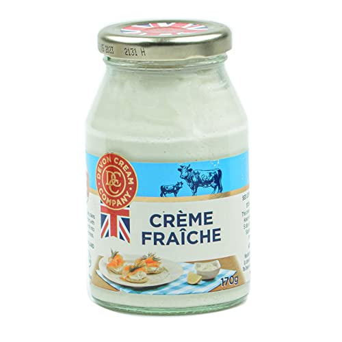 Food-United CREME FRAICHE 170g englische Sauer-Rahm-Creme im Glas von Devon Coombe-Castle verfeinert Bagels Scones Früchtekuchen Pudding oder passt für Cremesuppen Tomatensoßen Saucen Pasta Lachs (1) von FOOD-UNITED