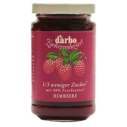 Food-United FRUCHTAUFSTRICH ZUCKERREDUZIERT Himbeere 250g Glas von DARBO 1-3 weniger Zucker raspberry fruit spread mit 80% Fruchtanteil passend für HimbeerkuchenFrühstück Gebäck (1) von FOOD-UNITED