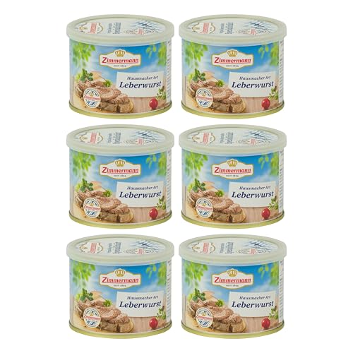 Food-United HAUSMACHER LEBERWURST GQB 6x200g Döschen | Qualitäts- und Herkunftssicherungsprogramm “Geprüfte-Qualität-Bayern” | Dosen-Wurst | bayerische Spezialität | von ZIMMERMANN von FOOD-UNITED
