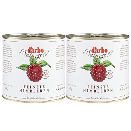Food-United HIMBEER-KONFITÜRE EXTRA NATURREIN 2x 3kg in der Dose fruchtiger-Brot-Aufstrich höchster Qualität von DARBO für Frühstück Füllungen Gebäck Kuchen von FOOD-UNITED