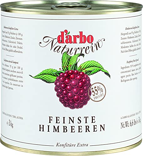 Food-United HIMBEER-KONFITÜRE EXTRA NATURREIN 3kg in der Dose fruchtiger-Brot-Aufstrich höchster Qualität von DARBO für Frühstück Füllungen Gebäck Kuchen von FOOD-UNITED