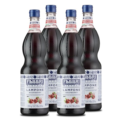 Food-United HIMBEEREN SIRUP 4x1L | FABBRI Mixybar | sciroppo di mandarino | Himbeersirup | Note von roten Früchten & Waldlaub | fabbri 1905 bar raspberry syrop | für Skiwasser Spritz Cocktails (4) von FOOD-UNITED