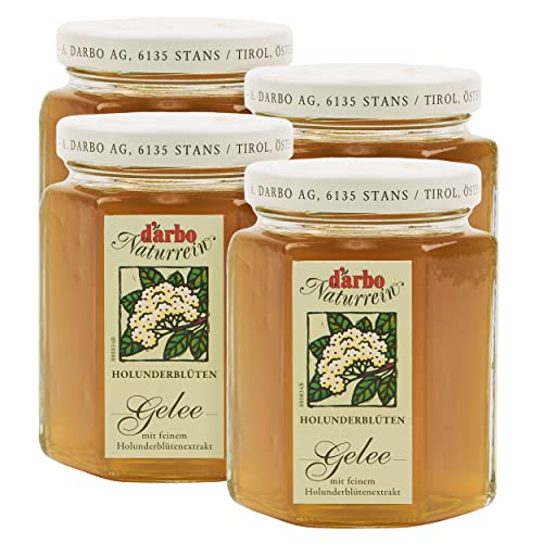 Food-United HOLUNDER-BLÜTEN-GELEE 2x 200g Glas von DARBO Naturrein veganer elderflower jelly Holunderblütengelee-Fruchtaufstrich aus Holunderblüten-Extrakt passend für Gebäck Kuchen Füllungen (2) von FOOD-UNITED