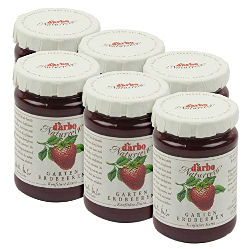 Food-United KONFITÜRE EXTRA ERDBEERE 225g Single-Glas von DARBO Naturrein fruchtiger Gartenerdbeeren jam passend für ein Single-Frühstück Erdbeerkuchen Gebäck Crepe (1) von FOOD-UNITED