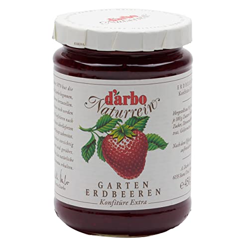 Food-United KONFITÜRE EXTRA ERDBEERE 450g Glas von DARBO Naturrein fruchtiger Gartenerdbeeren fruit jam passend für Frühstück Füllungen Gebäck Erdbeerkuchen Torte Crepes (1) von FOOD-UNITED