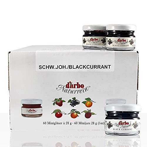 Food-United MINI-KONFITÜRE Schwarze-Johannisbeere Extra Set 60x 28g fruchtiger-Brot-Aufstrich von DARBO höchster Qualität für Black-Currant-Cassis- Ribisel-Füllungen-Gebäck von FOOD-UNITED