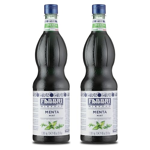 Food-United MINZSIRUP 12x1L FLASCHE | FABBRI 1905 Mixybar | sciroppo di menta | Getränkesirup | Minze-Pfefferminze-Sirup | für klare Spirituosen Rum Mint-Granitas Mint-Latte-Kaffee Cocktails (12) von FOOD-UNITED