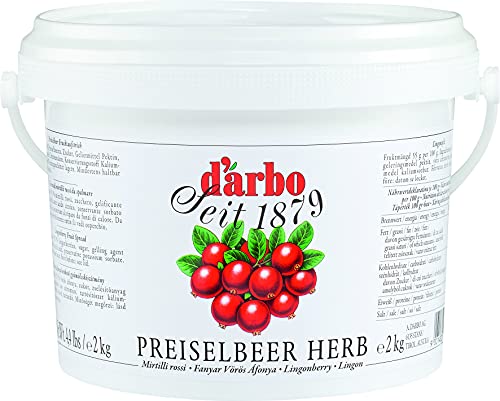 Food-United PREISELBEEREN-FRUCHTAUFSTRICH herb 2kg höchste Qualität im praktischen Vorratseimer von DARBO für Frühstück Desserts Fleisch-Gerichte fruchtiger fruit spread von FOOD-UNITED