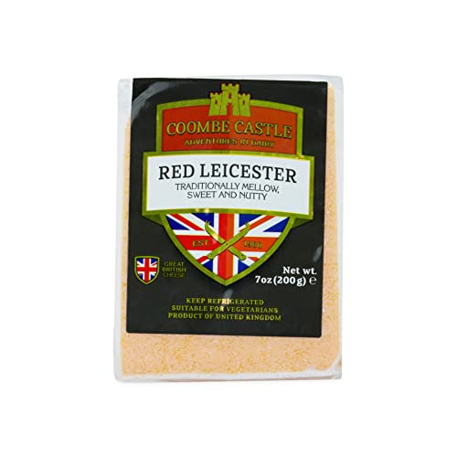 Food-United RED LEICESTER Käse 200g Stk. von Coombe-Castle english Leicestershire cheese Cheddar Alternative englischer Hartkäse passt zu Gratin Burger Nüssen Käseplatte Fondue Wein Pflaumen (1) von FOOD-UNITED