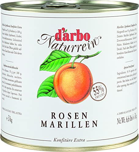 Food-United ROSEN-MARILLEN-APRIKOSEN-KONFITÜRE NATURREIN 3kg in der Dose fruchtiger-Brot-Aufstrich von DARBO höchste Qualität für Aprikosen Füllungen Gebäck Kuchen von FOOD-UNITED