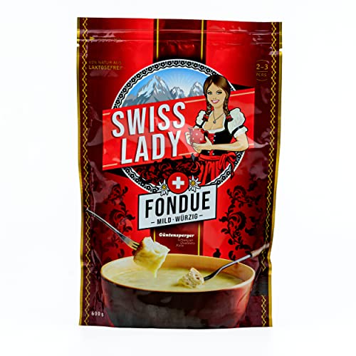 Food-United SWISS-LADY-KÄSE-FONDUE 4x 600g von Güntensperger Schweizer Käse-Fondue-Fertigfondue aus Swiss Lady und Gwitterchäs Käse für Fondue-Topf oder Caquelon kräftig-cremig zart-schmelzend (4) von FOOD-UNITED