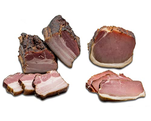 Food-United Schwarz-Kalt-Geräuchertes - BROTZEITRANKERL 650g & HÜTTENSPECK 300g Bayerisch-Tirol-Schinken-Speck Set aus Schweine-Bauch-Rücken von FOOD-UNITED