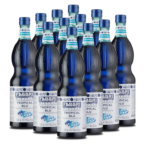 Food-United TROPICAL-BLU-SIRUP Mix 12x1L FLASCHE | FABBRI 1905 Mixybar | sciroppo blu tropicale | Note von Vanille Blutorangen & Bitter-Orangen | für Gin & Rum Ocean Blu Spritz SBritz Prosecco (12) von FOOD-UNITED