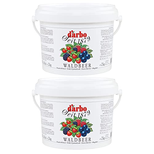 Food-United WALDBEEREN-FRUCHTAUFSTRICH 2x 2kg im Vorrats-Eimer bestehend aus Brombeeren Heidelbeeren Himbeeren und Walderdbeeren von DARBO höchste Qualität von FOOD-UNITED