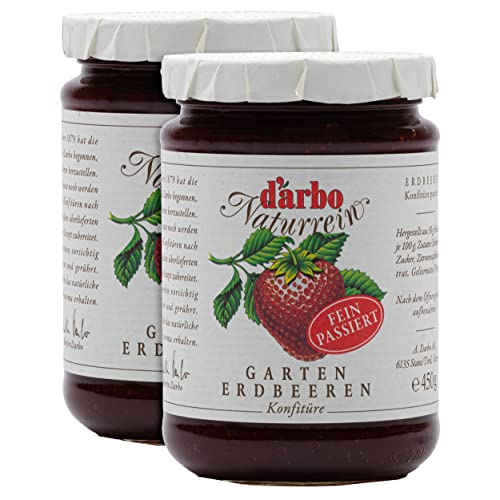 Food-United passierte KONFITÜRE ERDBEERE 2x 450g Glas von DARBO Naturrein fruchtiger Gartenerdbeeren fruit jam passend für Erdbeerkuchen Frühstück Füllungen Gebäck Torte Crepes (2) von FOOD-UNITED