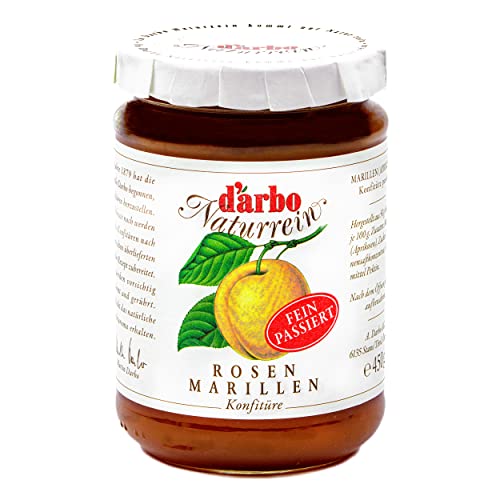 Food-United passierte KONFITÜRE MARILLE 225g Single-Glas von DARBO Naturrein fein passiert Aprikosen fruit jam passend passend für ein Single-Frühstüc Aprikosenkuchen Füllungen Gebäck (1) von FOOD-UNITED