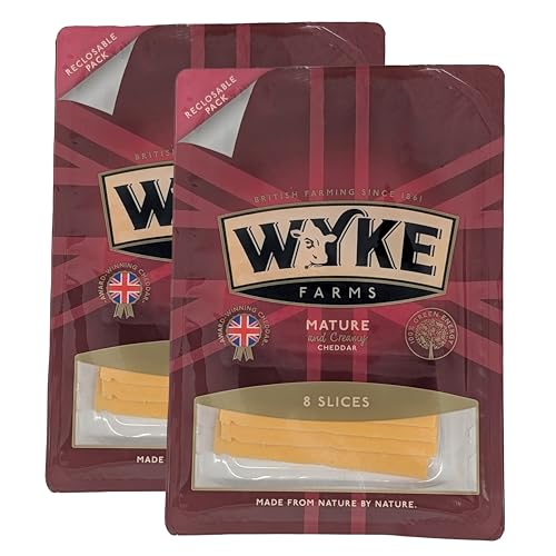 Food-United reifer CHEDDAR-KÄSE 16 Scheiben 2x160g von WYKE Farms mature grated cheddar cheese 6 Monate gereift englischer Hartkäse ideal zu Burger Sandwiches Wraps Käseplatten Saucen Food-United reifer CHEDDAR-KÄSE 16 Scheiben 2x160g von WYKE Farms mature grated cheddar cheese 6 Monate gereift englischer Hartkäse ideal zu Burger Sandwiches Wraps Käseplatten Saucen von FOOD-UNITED