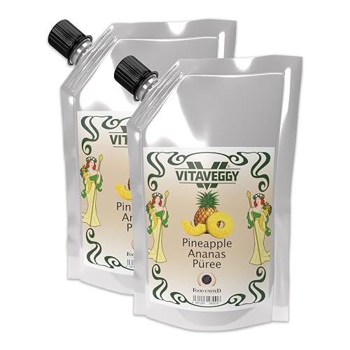 VITAVEGGY ANANAS-PÜREE 6x1kg Fruchtpüree aus süßer Ananas von Food-United pineapple-puree für Ananas-Saft Ananas-Smoothie Ananas-Cocktails Obstmus Babybrei ohne Aroma- und Konservierungsmittel (6) von FOOD-UNITED