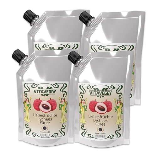 VITAVEGGY LITSCHI-PÜREE 24x1kg Fruchtpüree aus Lychee-Litschis von Food-United litchi-puree für Litschi-Saft-Smoothie Litschi-Cocktails Mousse Sorbets ohne Aroma- und Konservierungsmittel (24) von FOOD-UNITED