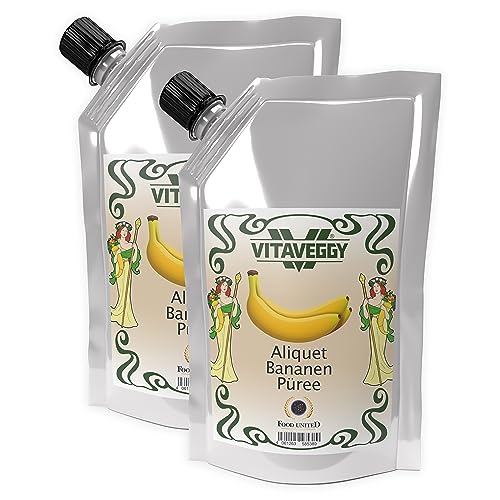 VITAVEGGY PÜREE BANANE 24x1kg Fruchtpüree aus gereiften Bananen von Food-United banana-puree für Bananen-Smoothie Bananensaft Bananenbrei Bananenmus Babybrei ohne Aroma- und Konservierungsmittel (24) von FOOD-UNITED