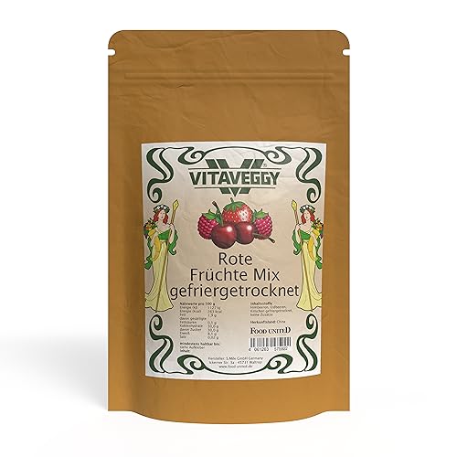 VITAVEGGY ROTE FRÜCHTE u. BEEREN gefriergetrocknet 1000g von Food-United Trockenobst Früchte-Mix | Himbeeren | Erdbeeren | Kirschen | ohne Zusatzstoffe | für Müsli Joghurt Smoothies (1000g) von FOOD-UNITED