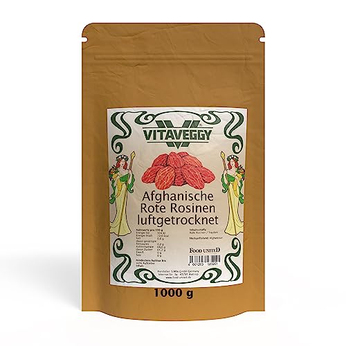 VITAVEGGY ROTE ROSINEN aus Afghanistan 1Kg veganer Snack für zwischendurch von Food-United (1000GR) von FOOD-UNITED