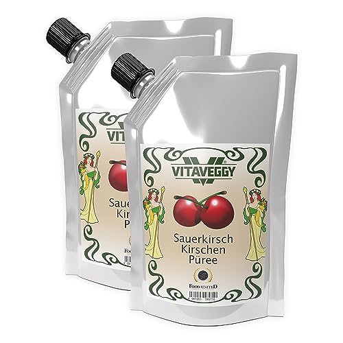 VITAVEGGY SAUERKIRSCHEN-PÜREE 1kg Fruchtpüree aus Sauerkirschen von Food-United sour-cherry-puree für Kirschsaft Sauerkirsch-Smoothie Kirschen-Cocktails ohne Aroma- und Konservierungsmittel (1) von FOOD-UNITED