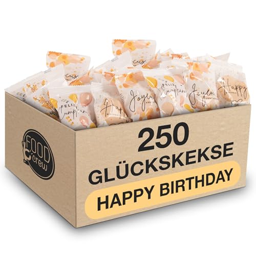 FOOD crew 250x Glückskekse Happy Birthday - Glückskeks als kleine Geschenke Idee - Geburtstag Geschenk - Kleines Geschenk - Als Geburtstagsgeschenk für Familie & Freunde - Süßigkeiten Geburtstag FOOD crew 250x Glückskekse Happy Birthday - Glückskeks als kleine Geschenke Idee - Geburtstag Geschenk - Kleines Geschenk - Als Geburtstagsgeschenk für Familie & Freunde - Süßigkeiten Geburtstag von FOOD crew