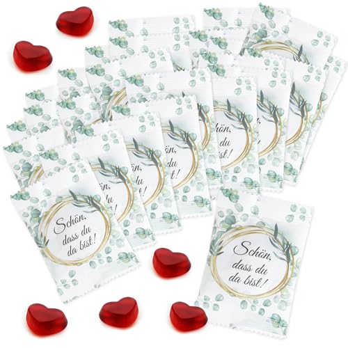 FOOD crew Fruchtgummi Herzen „Schön, dass du da bist“ 25 x 10 g - Herz Gummibärchen - Als Gastgeschenke Hochzeit Süßigkeiten - Schön dass du da bist Gastgeschenk - Hochzeits Give Aways FOOD crew Fruchtgummi Herzen „Schön, dass du da bist“ 25 x 10 g - Herz Gummibärchen - Als Gastgeschenke Hochzeit Süßigkeiten - Schön dass du da bist Gastgeschenk - Hochzeits Give Aways von FOOD crew