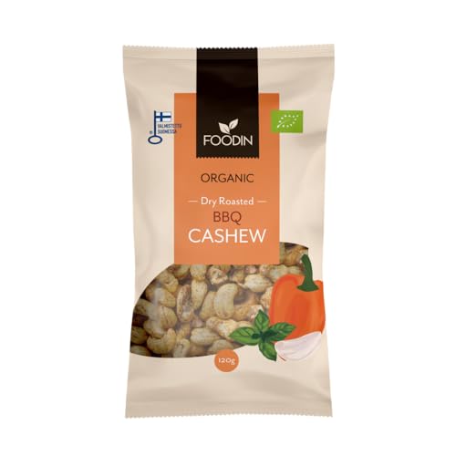 FOODIN BBQ Cashewkerne Bio-Eiweißreicher Gesunder Snack, Rauchig Gewürzte Glutenfreie Nüsse, Ölfrei Trocken Geröstete Cashews für Salate & Woks, Cashew Nuts Natürlich, Schuldfreies Naschen-120g FOODIN BBQ Cashewkerne Bio-Eiweißreicher Gesunder Snack, Rauchig Gewürzte Glutenfreie Nüsse, Ölfrei Trocken Geröstete Cashews für Salate & Woks, Cashew Nuts Natürlich, Schuldfreies Naschen-120g von FOODIN