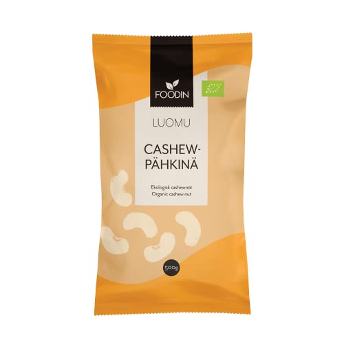 FOODIN Cashewnüsse Bio, 500g ganze Cashewnüsse, gute Quelle für Eiweiß & ungesättigte Fette, 100% aus biologischem Anbau, glutenfreier und veganer Snack, (1x500g) von FOODIN