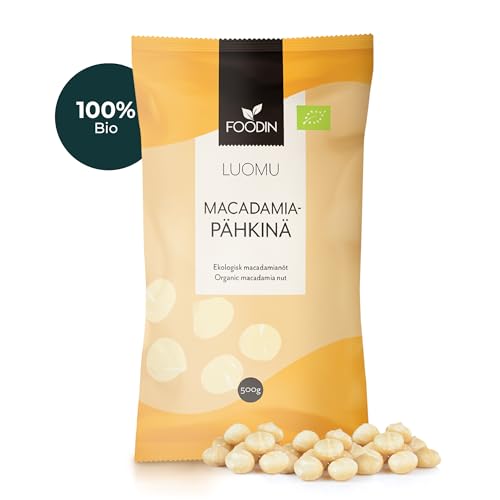 FOODIN Bio Macadamianüsse Whole 500g, Macadamiakerne, Macademia Nüsse 100% bio, Rohkost & ungesättigte Fette, Top Qualität, Glutenfrei & Vegan (1x 500 g) von FOODIN
