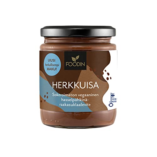 FOODIN Haselnusscreme ungesüßt Herkkuisa 230g, Haselnussaufstrich, aus pflanzlichen Zutaten im Glas, 100% milchfrei, glutenfrei und vegan von FOODIN