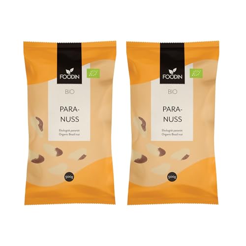 FOODIN Paranüsse 2x500g, Ausgezeichnete Quelle für Eiweiß und ungesättigte Fettsäuren, 100% Bio Paranüsse, Glutenfrei und Vegan, 2er Pack von FOODIN