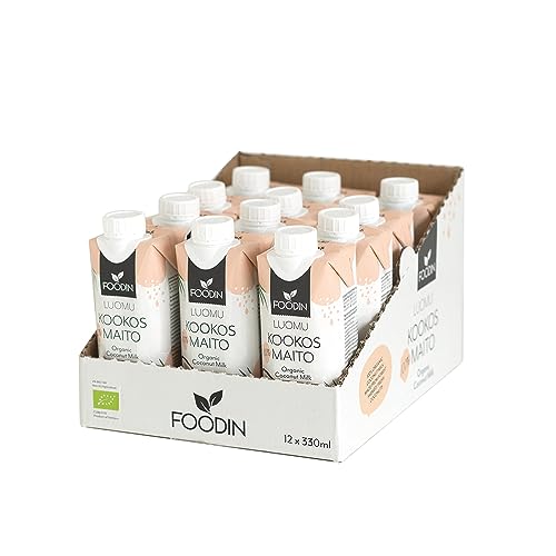 Foodin Bio Kokosmilch, Hergestellt aus dem weißen Fruchtfleisch der Kokosnuss, cremiger und leckerer coconut milk, 100% natürlich und vegan - am besten für cremige Suppen - 12er pack (12x330 ml) Foodin Bio Kokosmilch, Hergestellt aus dem weißen Fruchtfleisch der Kokosnuss, cremiger und leckerer coconut milk, 100% natürlich und vegan - am besten für cremige Suppen - 12er pack (12x330 ml) von FOODIN