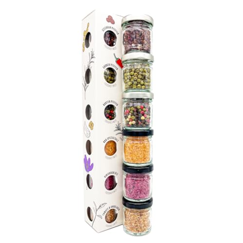 FOODOKO FINEST - Salz und Pfeffer Gewürze Geschenk Set als Feinkost Probierset mit Meersalz aus Mallorca (Geschenkset Variation 1) von FOODOKO FINEST