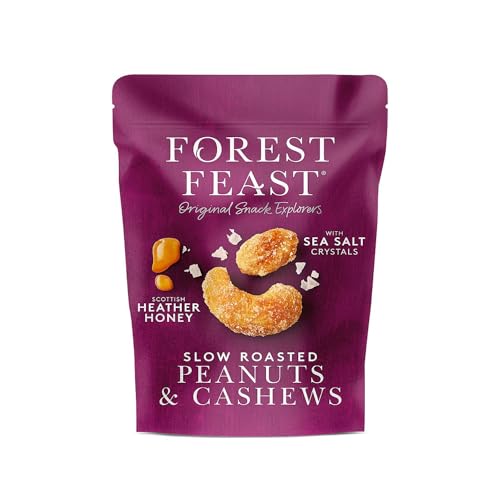 Forest Feast® | Erdnüsse und Cashewnüsse mit Meersalzkristallen und Erica-Honig – 120 Gr | Trockenfrüchte mit Salz und Honig überzogen von FOREST FEAST