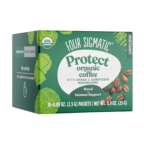Four Sigmatic|Bio-Instantkaffee – Arabica-Kaffee-Sticks mit Cordyceps, Chaga & Eleuthero – Mushroom Coffee Instant-Mix – 10 Portionen Four Sigmatic|Bio-Instantkaffee – Arabica-Kaffee-Sticks mit Cordyceps, Chaga & Eleuthero – Mushroom Coffee Instant-Mix – 10 Portionen von FOUR SIGMATIC