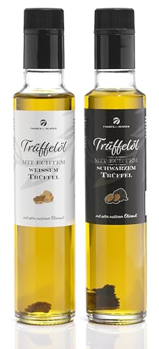 Gourmet Trüffelöl-Set (2 x 250 ml) mit echtem schwarzen und weißen Trüffel. Aus nativem Olivenöl. Für Saucen und zum Verfeinern von Gerichten. Für vegane und glutenfreie Ernährung geeignet von FRANCK ET OLIVIER