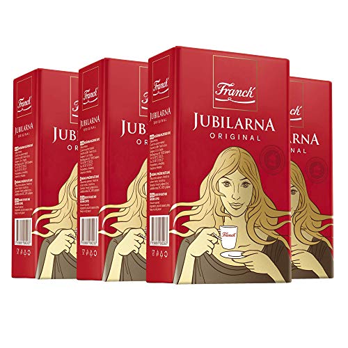 FRANCK Jubilarna Original (4 x 250g) Vakuumversiegelt Kaffee aus Geröstetem und Fein Gemahlenem Arabica und Robusta Kaffeebohnen, Geschmacksintensität 4/5 von FRANCK