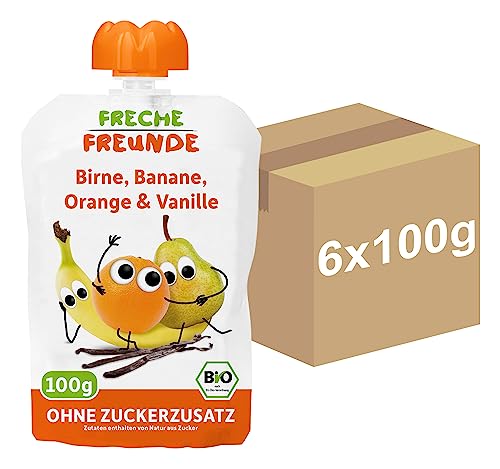 FRECHE FREUNDE Bio-Vanille-Mehrfruchtmus, Frucht und Gemüse, 100 g (6er Pack) von FRECHE FREUNDE