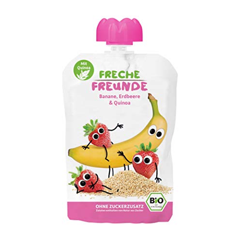 Freche Freunde Bio Banane, Erdbeere & Quinoa Fruchtmus, 6 x 100g von FRECHE FREUNDE
