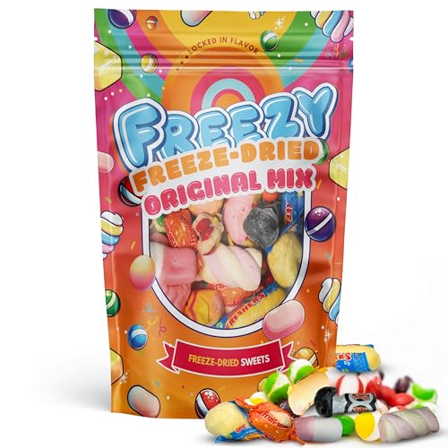 Freezy Freeze Dried - Original Mix 120 gms, Rainbow Bites includes Original Skittles & Squishes, Refresher sweets, Fruittella bites, Fruit Salad Bites, Blue Jacks and Marshmallows Freezy Freeze Dried - Original Mix 120 gms, Rainbow Bites includes Original Skittles & Squishes, Refresher sweets, Fruittella bites, Fruit Salad Bites, Blue Jacks and Marshmallows von FREEZY FREEZE-DRIED