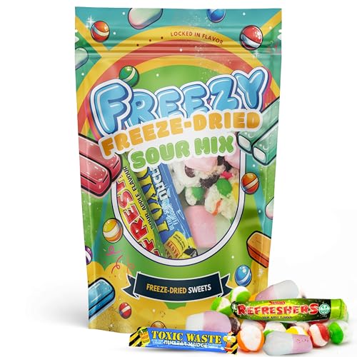 Freezy Freeze Dried - Sour Mix 120 gms, Sour American Sweet contains Skittles, Sour Squishes, Toxic Waste Sludge & Sour Refreshers Bars Mixed in a Pack that offers Sour Goodness in Each Candy. Freezy Freeze Dried - Sour Mix 120 gms, Sour American Sweet contains Skittles, Sour Squishes, Toxic Waste Sludge & Sour Refreshers Bars Mixed in a Pack that offers Sour Goodness in Each Candy. von FREEZY FREEZE-DRIED