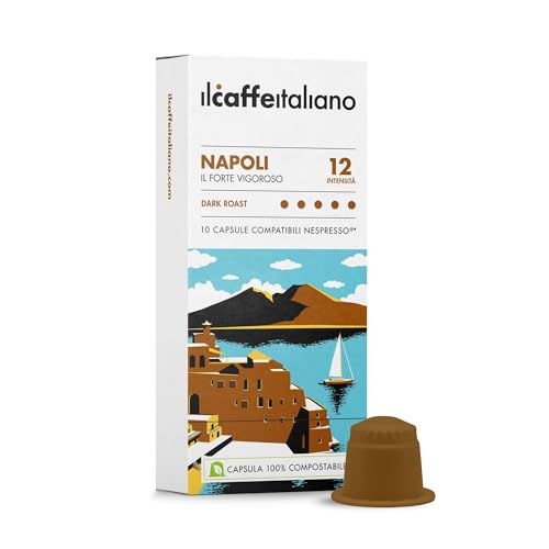 Il Caffè Italiano Kaffeekapseln Kompatible Nespresso Kompostierbare Napoli 100 Stk | Kaffeekapseln Kompatibel Nespresso Starkem und Kräftigem Aroma | Nespresso-kompatible Kaffeekapseln | Frhome von FRHOME