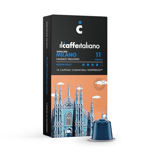 Ilcaffeitaliano Aluminiumkapseln kompatibel mit Nespresso - Milano 100 Stk | Aluminiumkapseln Nespresso-kompatibel, aromatische Noten von Kakao und Nüssen | Samtig und kühn Intensität 11 von FRHOME
