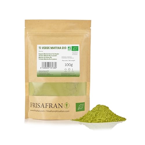 FRISAFRAN | Bio Matcha Tee 100g | Bio Teepulver | 100% natürlich | Bio Matcha Grüntee Pulver | Zeremonielle Qualität | In Japan angebaut | vegan-detox | Smoothies-Getränke | Multivitamin | Entgiftung von FRISAFRAN