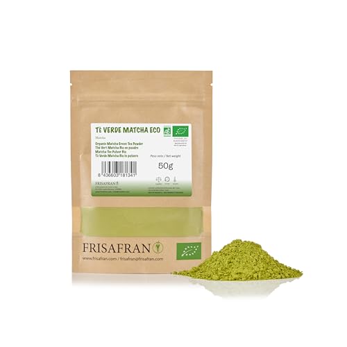 FRISAFRAN | Bio Matcha Tee 50g | Bio Teepulver | 100% natürlich | Bio Matcha Grüntee Pulver | Zeremonielle Qualität | In Japan angebaut | vegan-detox | Smoothies-Getränke | Multivitamin | Entgiftung von FRISAFRAN