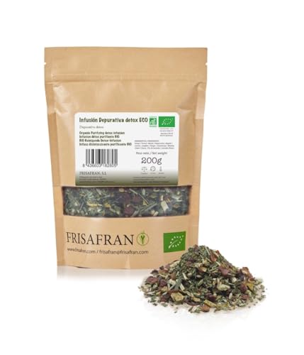 FRISAFRAN | Bio Detox Reinigungsinfusion 200g | Verdauungs | Entzündungshemmend | entwässernder Tee mit harntreibender Wirkung | Detox Eigenschaften | Natürliches Antioxidans | keine Zusatzstoffe von FRISAFRAN