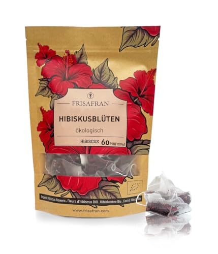 FRISAFRAN - Bio Hibiskusblüte | In | Pyramiden Blume von Jamaika | Mir ist kalt | | für Hautreparateure Entgiftung - 60Uds von FRISAFRAN